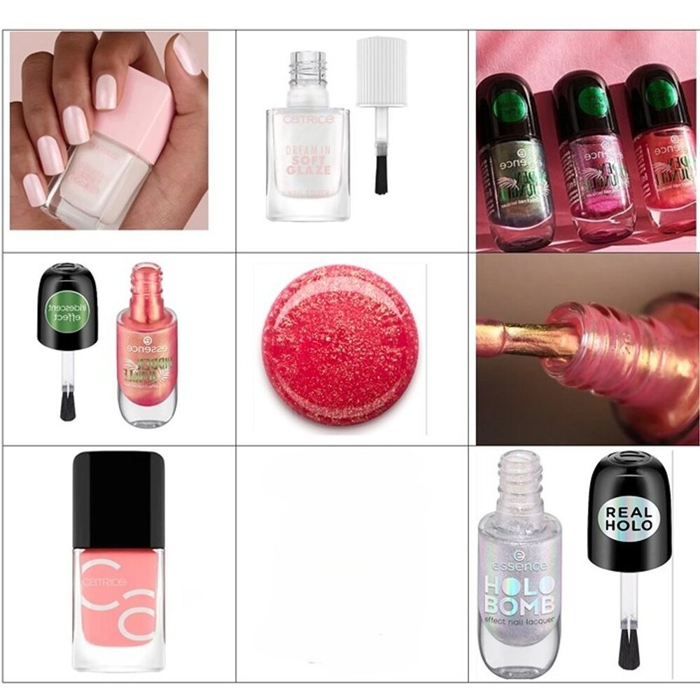 5x EUROPEAN Nail Polishes Catrice Essence Gold Red Green Shimmer Holographic LOT